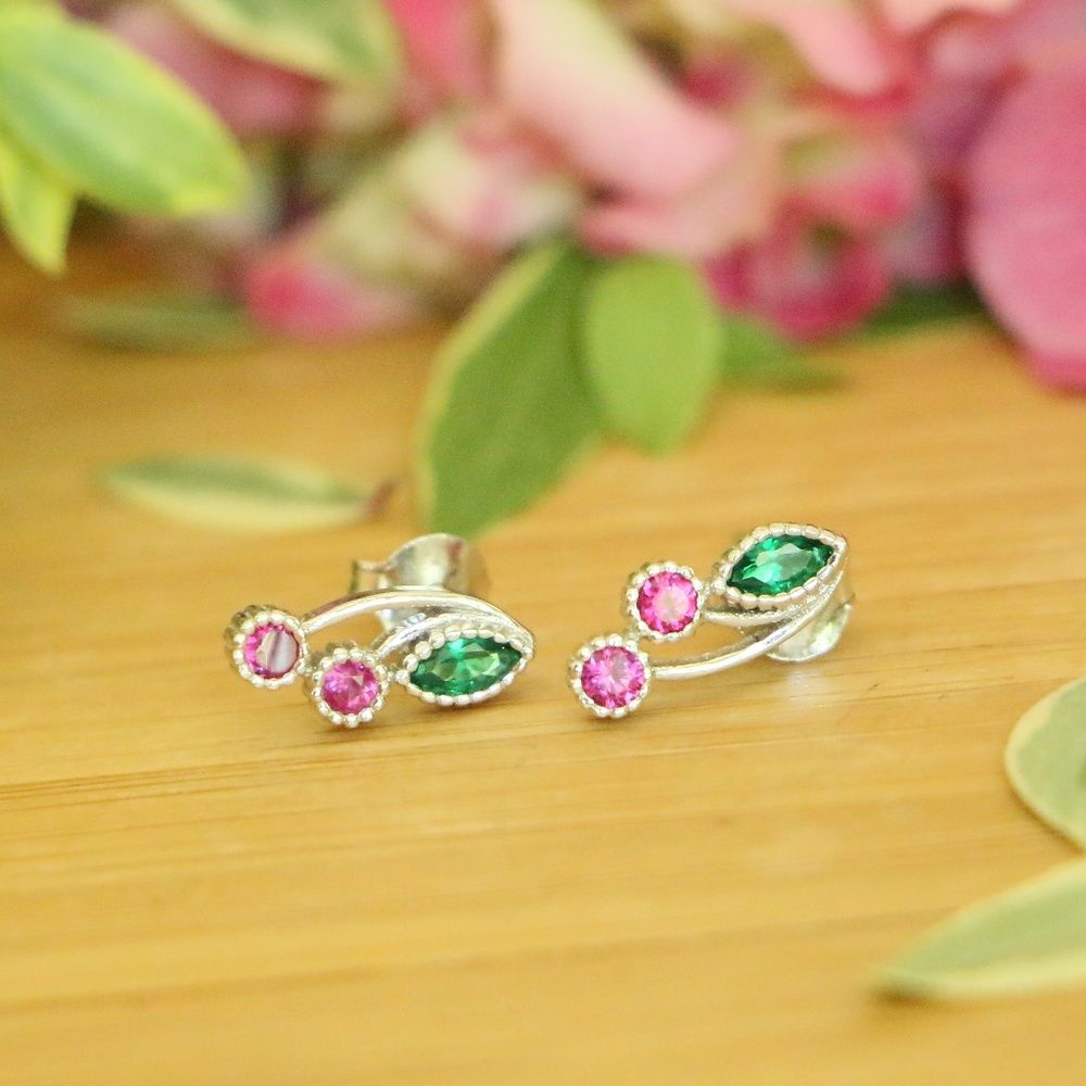 Sterling Silver CHERRY with Cubic Zirconia Stones - Picture 2 of 6